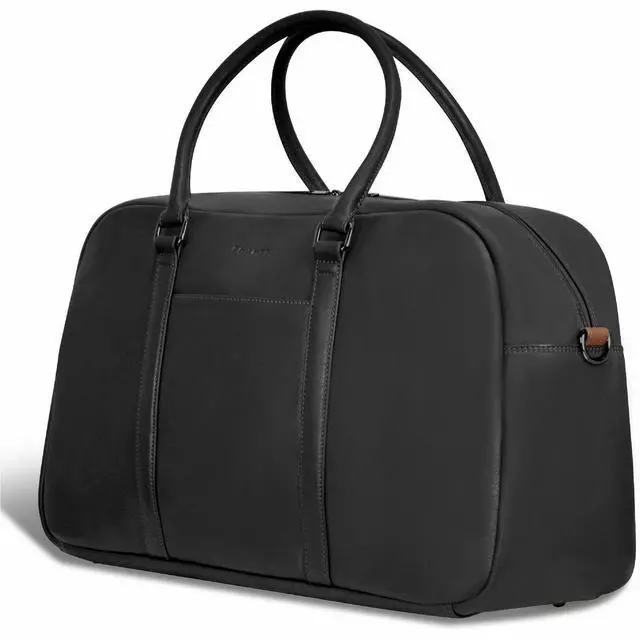 Alt view image 3 of 7 - Champs Onyx Carrying Case (Duffel) Notebook - Black - RFID Resistant - Top Grain Cowhide Leather Body - Patterned Lining - Trolley Strap, Shoulder Strap - - 10.83 gal Volume Capacity OB-406-BLACK