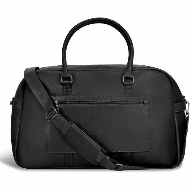 Alt view image 5 of 7 - Champs Onyx Carrying Case (Duffel) Notebook - Black - RFID Resistant - Top Grain Cowhide Leather Body - Patterned Lining - Trolley Strap, Shoulder Strap - - 10.83 gal Volume Capacity OB-406-BLACK