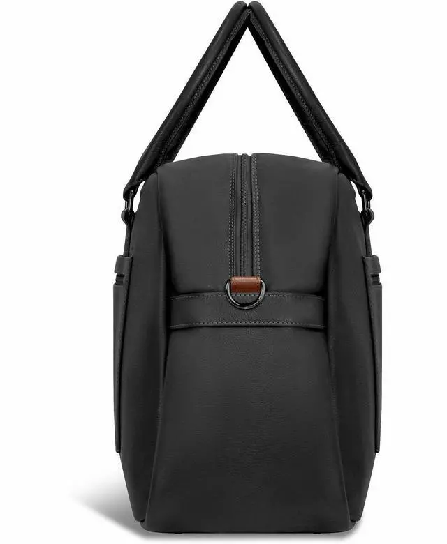 Alt view image 4 of 7 - Champs Onyx Carrying Case (Duffel) Notebook - Black - RFID Resistant - Top Grain Cowhide Leather Body - Patterned Lining - Trolley Strap, Shoulder Strap - - 10.83 gal Volume Capacity OB-406-BLACK