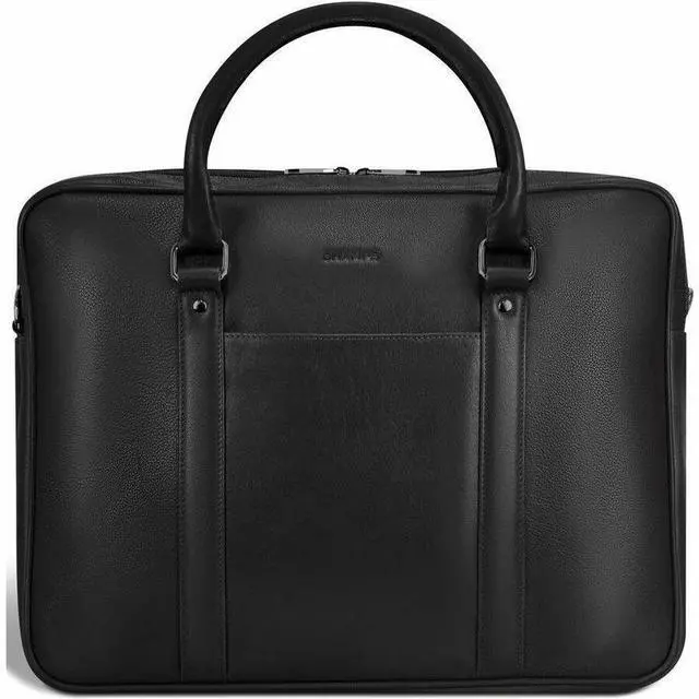 Alt view image 2 of 7 - Champs Onyx Carrying Case (Briefcase) for 11" to 15.6" Notebook - Black - RFID Resistant - Top Grain Cowhide Leather Body - Shoulder Strap, Handle, Trolley Strap - 3.17 gal Capacity - OB-412-BLACK