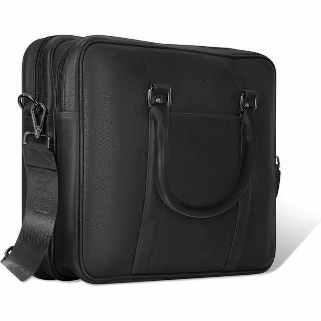 Alt view image 3 of 7 - Champs Onyx Carrying Case (Briefcase) for 11" to 15.6" Notebook - Black - RFID Resistant - Top Grain Cowhide Leather Body - Shoulder Strap, Handle, Trolley Strap - 3.17 gal Capacity - OB-412-BLACK