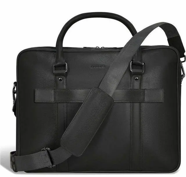 Main image of Champs Onyx Carrying Case (Briefcase) for 11" to 15.6" Notebook - Black - RFID Resistant - Top Grain Cowhide Leather Body - Shoulder Strap, Handle, Trolley Strap - 3.17 gal Capacity - OB-412-BLACK