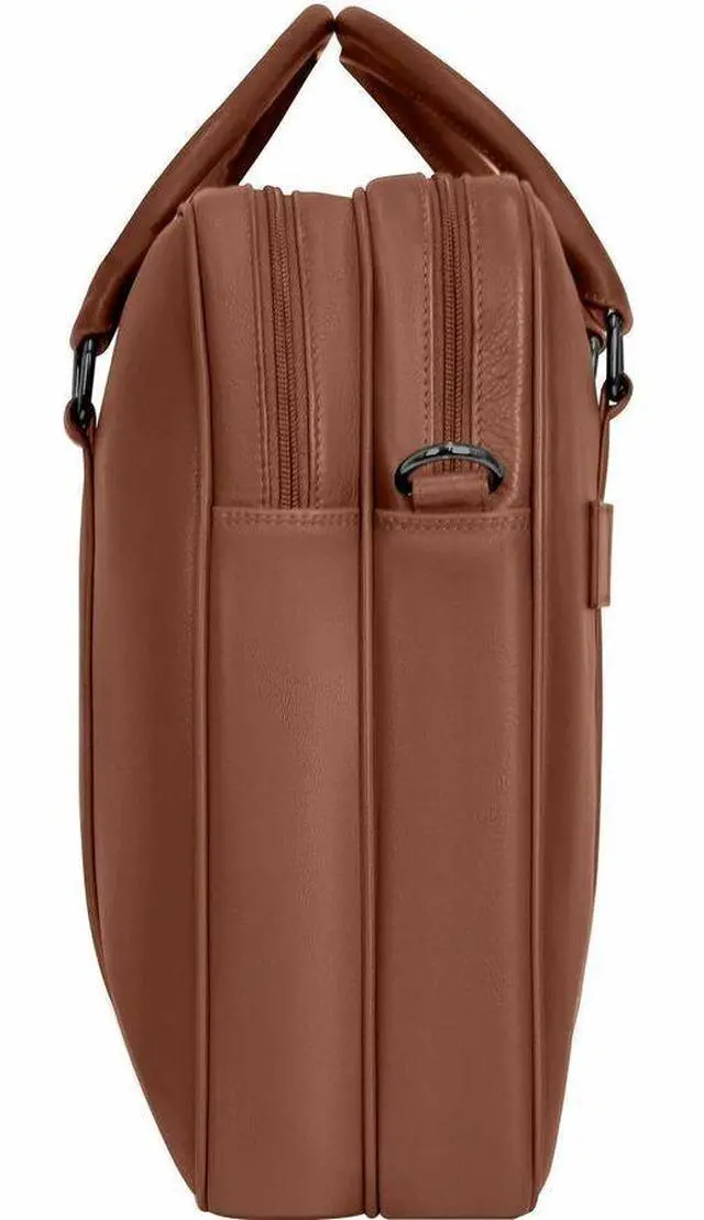 Alt view image 5 of 8 - Champs Onyx Carrying Case (Briefcase) for 11" to 15.6" Notebook - Brown - RFID Resistant - Top Grain Cowhide Leather Body - Shoulder Strap, Handle, Trolley Strap - 3.17 gal Capacity - OB-412-BROWN