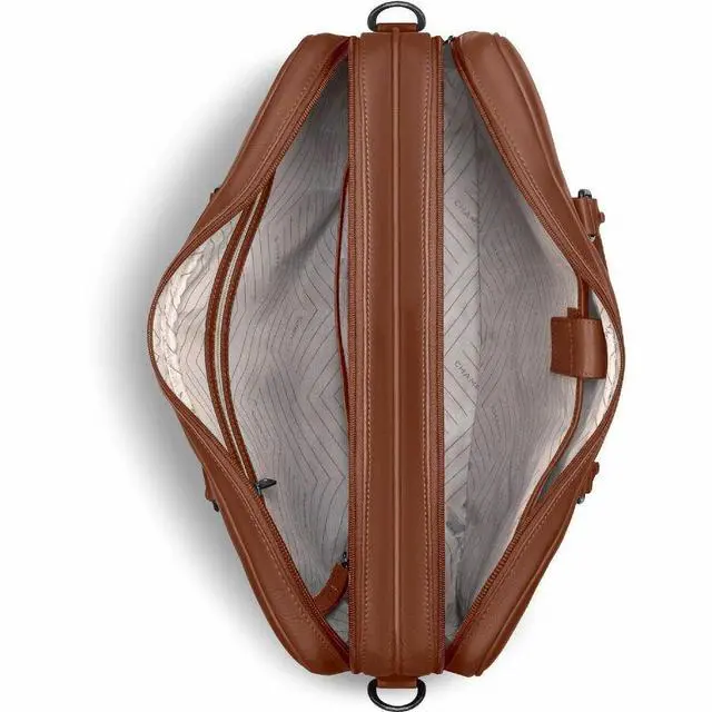 Alt view image 6 of 8 - Champs Onyx Carrying Case (Briefcase) for 11" to 15.6" Notebook - Brown - RFID Resistant - Top Grain Cowhide Leather Body - Shoulder Strap, Handle, Trolley Strap - 3.17 gal Capacity - OB-412-BROWN