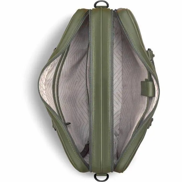 Alt view image 5 of 7 - Champs Onyx Carrying Case (Briefcase) for 11" to 15.6" Notebook - Khaki - RFID Resistant - Top Grain Cowhide Leather Body - Shoulder Strap, Handle, Trolley Strap - 3.17 gal Capacity - OB-412-KHAKI