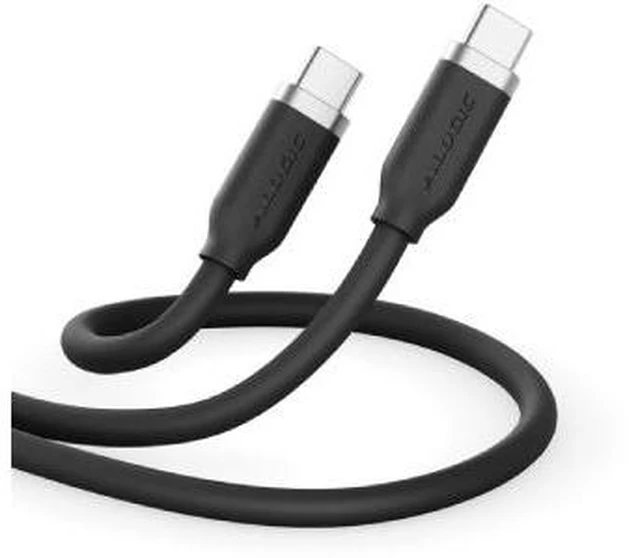 Main image of Silicone 5A/240W USB2 USB-C to C Male Cable with cable tie, Black 1m ELSI5U2CCBK1