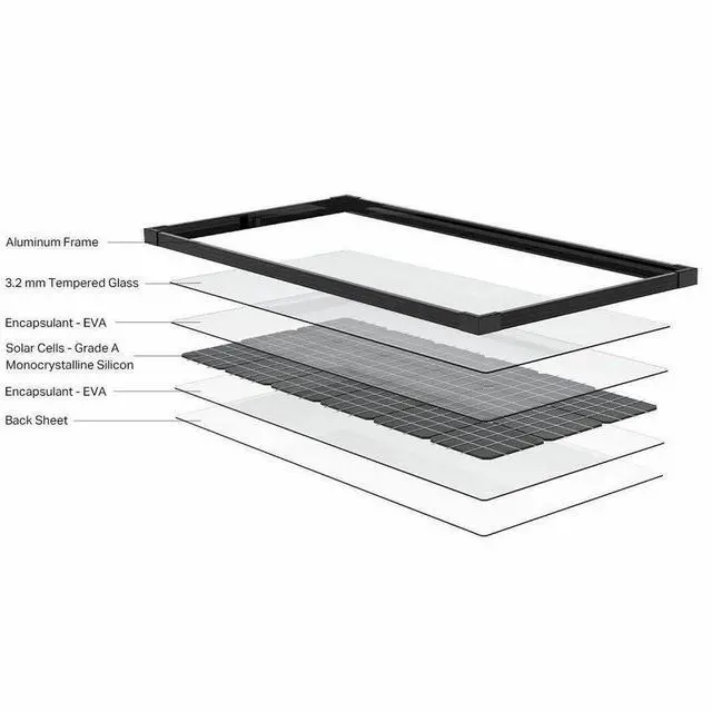 Alt view image 7 of 7 - VIGI Aluminum, Tempered Glass, EVA, Monocrystalline Silicon Model VIGI SOLAR PANEL 100W