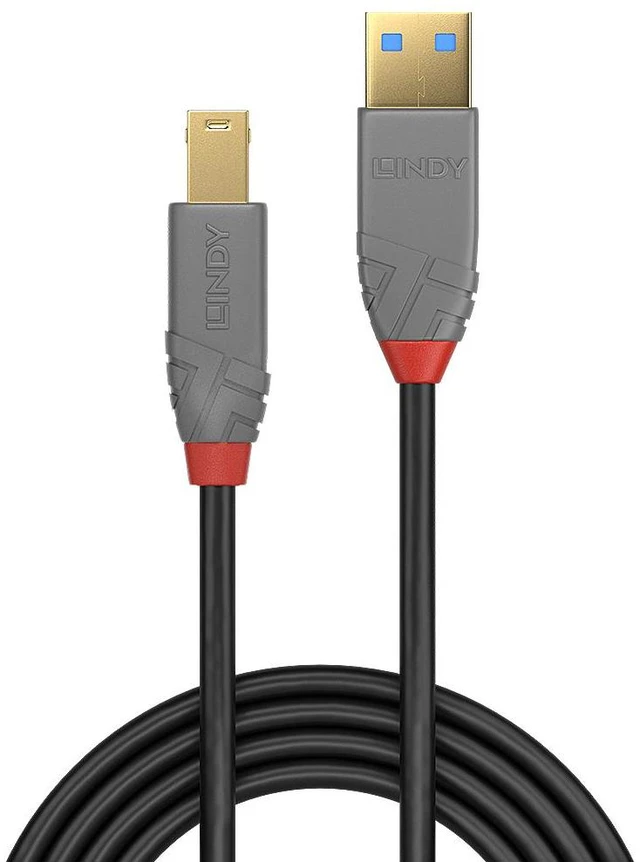 Alt view image 2 of 4 - Lindy 3m USB 3.2 Type A to B Cable, Anthra Line - 36743