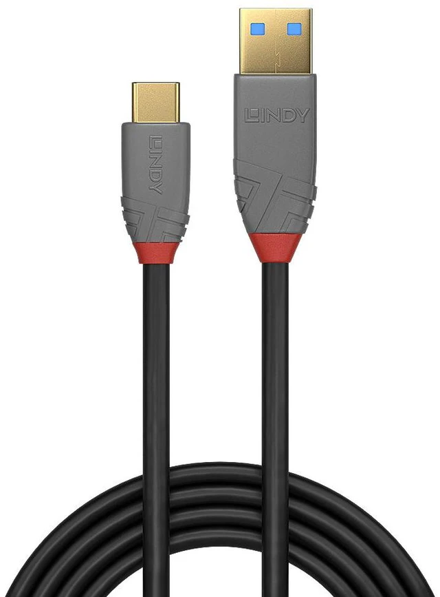 Main image of Lindy 2m USB 3.2 Type A to C Cable, 10Gbps, 5A, PD, Anthra Line - 36913