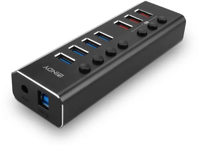 Alt view image 2 of 4 - Lindy 4 Port USB 3.0 Hub with 3 Quick Charge 3.0 Ports USB 3.2 Gen 1 (3.1 Gen 1) Type-B 5000 Mbit/s Black - 43371