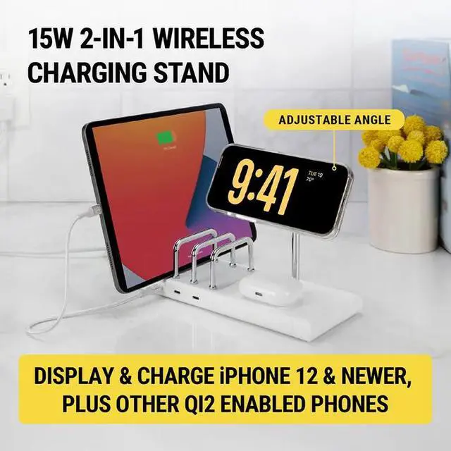 Alt view image 3 of 7 - Scosche BaseLynx® 2.0 Kit Modular Charging Station with MagSafe Model BL2KIT1WT-AP