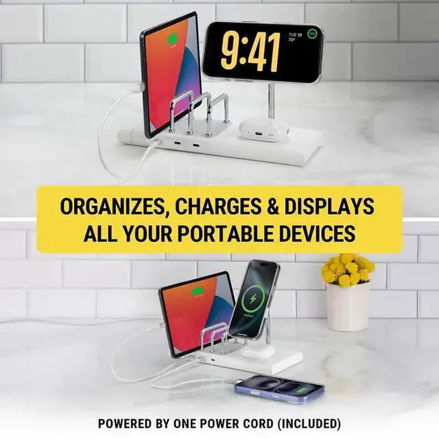 Alt view image 5 of 7 - Scosche BaseLynx® 2.0 Kit Modular Charging Station with MagSafe Model BL2KIT1WT-AP