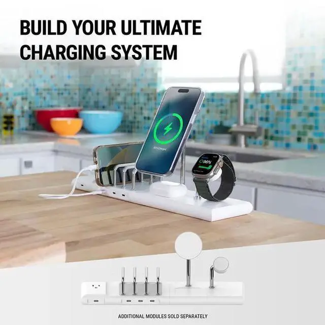Alt view image 6 of 7 - Scosche BaseLynx® 2.0 Kit Modular Charging Station with MagSafe Model BL2KIT1WT-AP