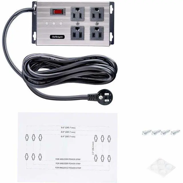Alt view image 3 of 7 - StarTech 4-Outlet Industrial Power Strip 125V/15A 4N515S8-POWER-STRIP