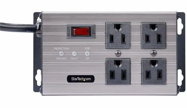 Alt view image 2 of 7 - StarTech 4-Outlet Industrial Power Strip 125V/15A 4N515S8-POWER-STRIP