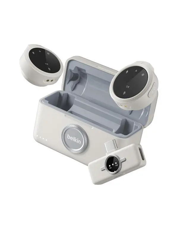 Main image of Belkin DUAL WIRELESS MIC WITH CHARGING CASE, SAND CTA003fqSA