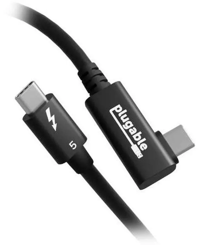 Main image of Plugable Thunderbolt 5 240W Straight to Right-Angle Cable (2.6') Model TBT5-240W80R