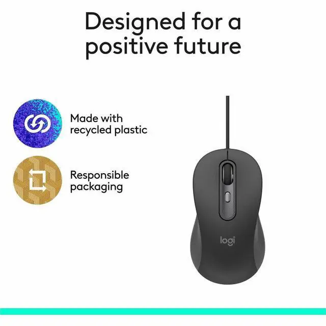 Alt view image 4 of 4 - Logitech Signature Wired M520 Large for Business, Optical Wired Mouse, USB-C Plug-and-Play, Graphite - 910-007497