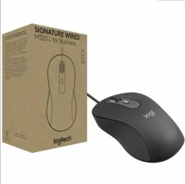 Main image of Logitech Signature Wired M520 Large for Business, Optical Wired Mouse, USB-C Plug-and-Play, Graphite - 910-007497