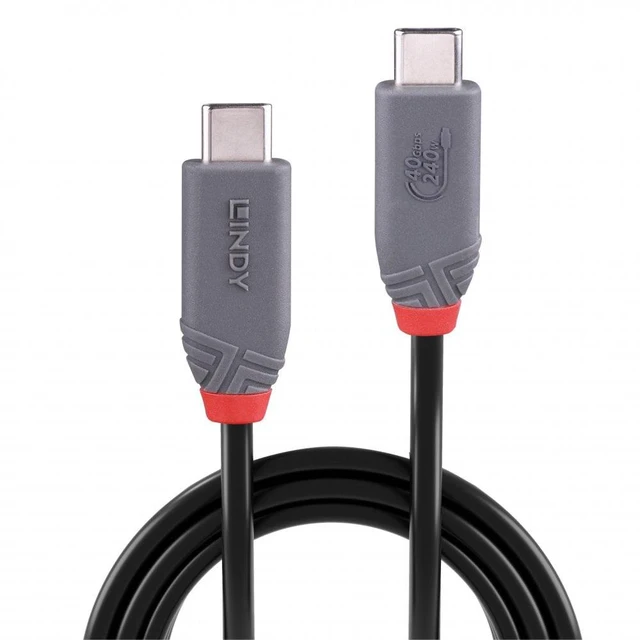 Alt view image 2 of 8 - Lindy 2m USB 4 240W Type C Cable, Anthra Line - 36958