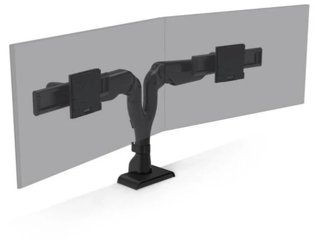 Main image of HatDW E5 Dual Dynamic Monitor Arm, Black, holds 25 lbs per monitor, up to 32IN screen - E5-D2-BLK