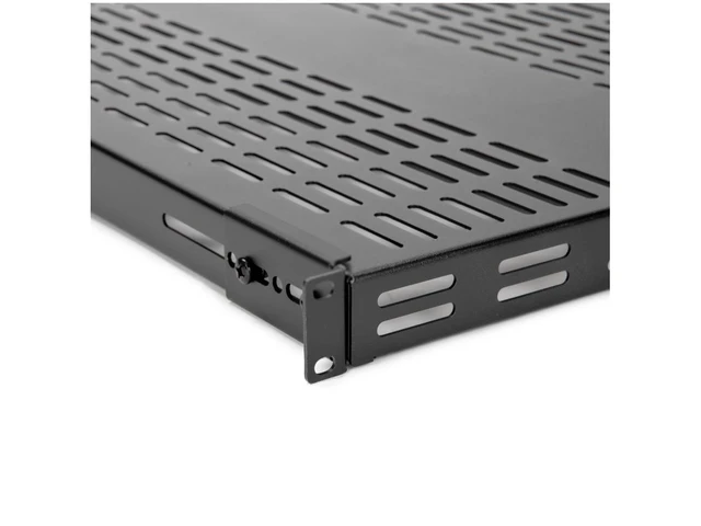 Alt view image 2 of 3 - Rocstor 1U Universal Adjustable Mounting Depth Vented Steel Shelf - 265lbs 120kg Weight Capacity - 27.6in 700mm Deep - 19in Racks - Adjustable From 495-948mm