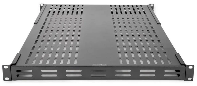 Main image of Rocstor 1U Universal Adjustable Mounting Depth Vented Steel Shelf - 265lbs 120kg Weight Capacity - 27.6in 700mm Deep - 19in Racks - Adjustable From 495-948mm