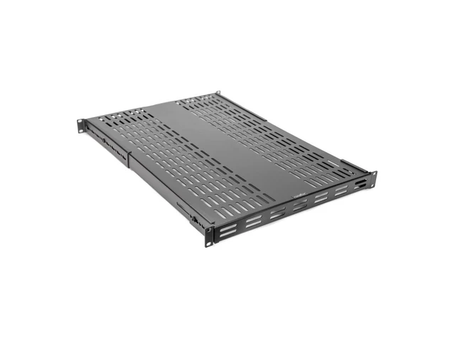 Alt view image 3 of 3 - Rocstor 1U Universal Adjustable Mounting Depth Vented Steel Shelf - 265lbs 120kg Weight Capacity - 27.6in 700mm Deep - 19in Racks - Adjustable From 495-948mm