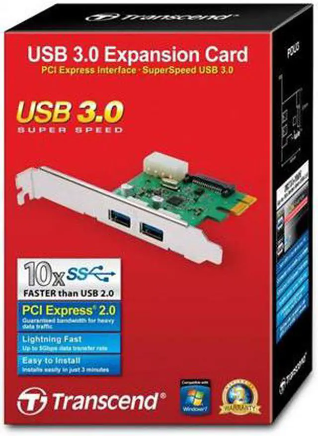 Alt view image 2 of 10 - Transcend USB 3.0 Dual Expansion Card PCI Express Interface Model TS-PDU3