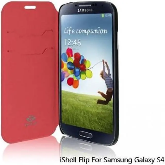 Alt view image 3 of 5 - Shield Flip Case for Samsung Galaxy S4 with Sleep & Wake Function, Credit Card Slots and Kick Stand. Color Red Model FL-SAM-S4-RED