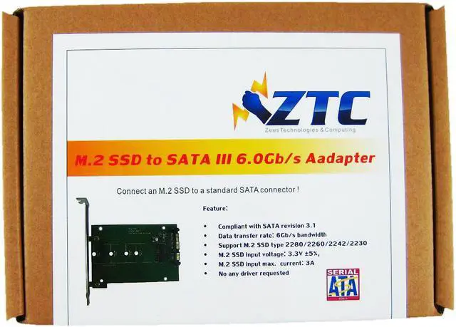 Alt view image 3 of 6 - ZTC Thunder Board M.2 NGFF SSD to SATA III Board Adapter. Multi Size Fit with High Speed 6.0GB/s. Model ZTC-AD001