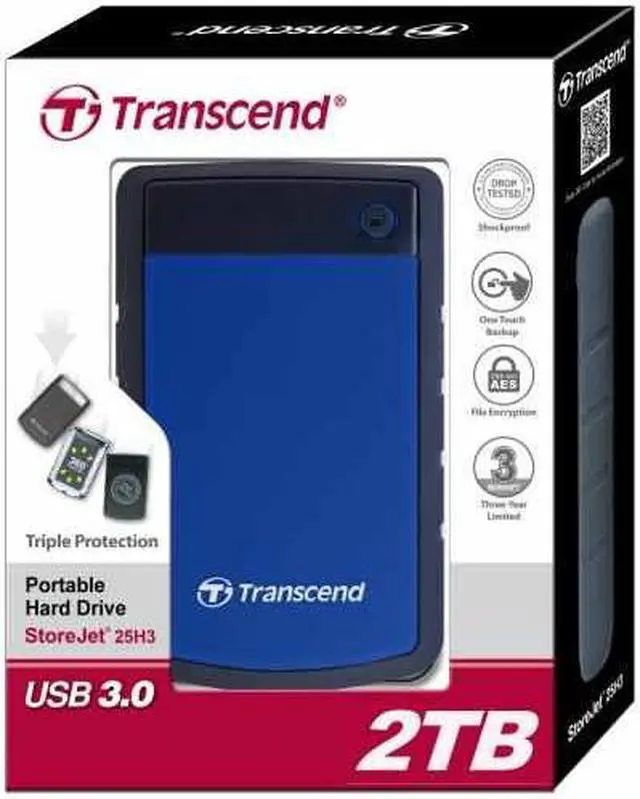Alt view image 4 of 4 - Transcend 2TB StoreJet 25H3 2.5" USB 3.0 Color Blue Portable Hard Drive  Model TS2TSJ25H3B