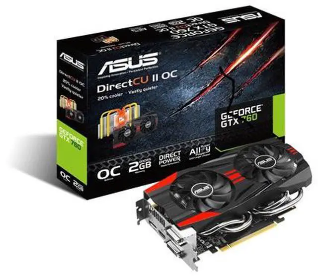 Alt view image 3 of 5 - ASUS 2GB GeForce GTX 760 GDDR5 256-Bit PCI Express 3.0 x16 HDCP Ready G-SYNC SLI Support Video Card Model GTX760-DC2OC-2GD5