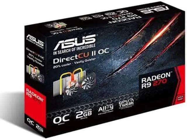 Alt view image 4 of 5 - ASUS 2GB Radeon R9 270 GDDR5 256-Bit PCI Express 3.0 HDCP Ready CrossFireX Support Video Card Model R9270-DC2OC-2GD5