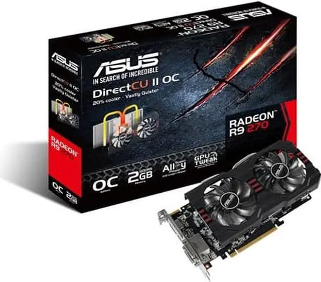 Alt view image 5 of 5 - ASUS 2GB Radeon R9 270 GDDR5 256-Bit PCI Express 3.0 HDCP Ready CrossFireX Support Video Card Model R9270-DC2OC-2GD5
