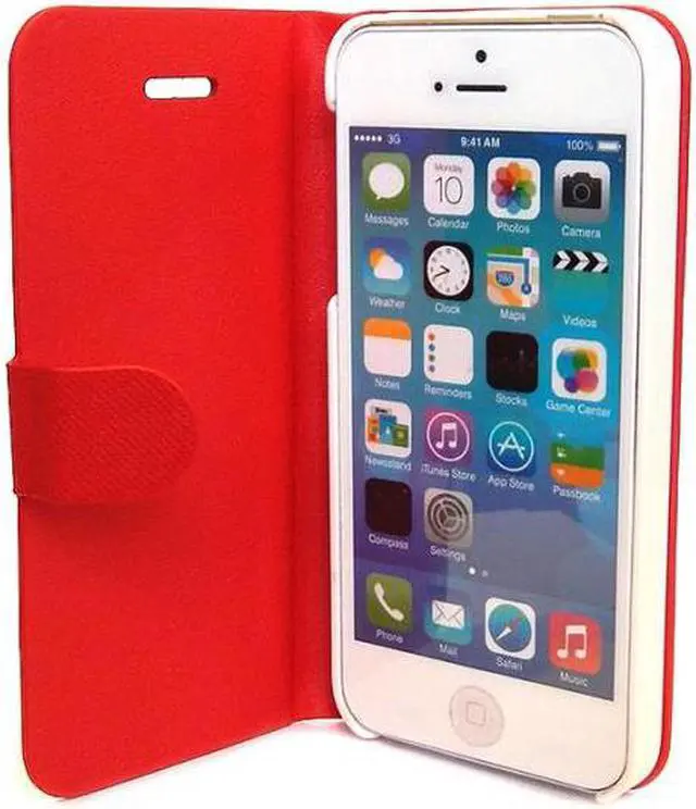 Main image of NEON Drive Red iPhone 5 Flip Cover with Auto-Sleep Function Model IPH5-FLI-RD
