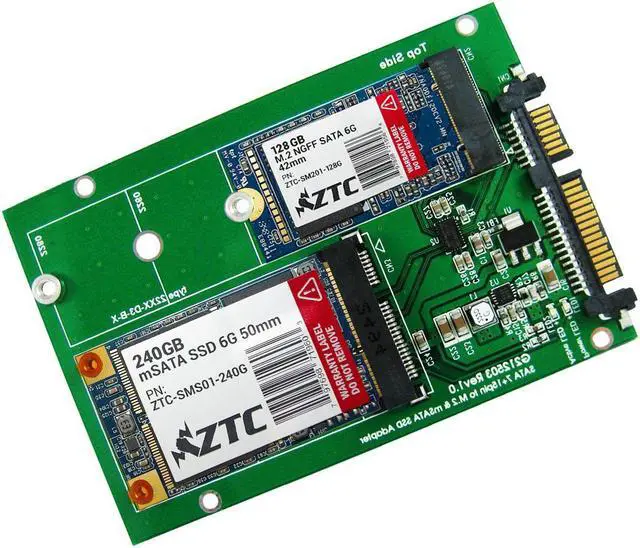 Alt view image 6 of 7 - ZTC 2-in-1 Sky 2.5" Enclosure M.2 (NGFF) or mSATA SSD to SATA III Board Adapter. Multi Size Fit with High Speed 6.0GB/s. Model ZTC-EN005