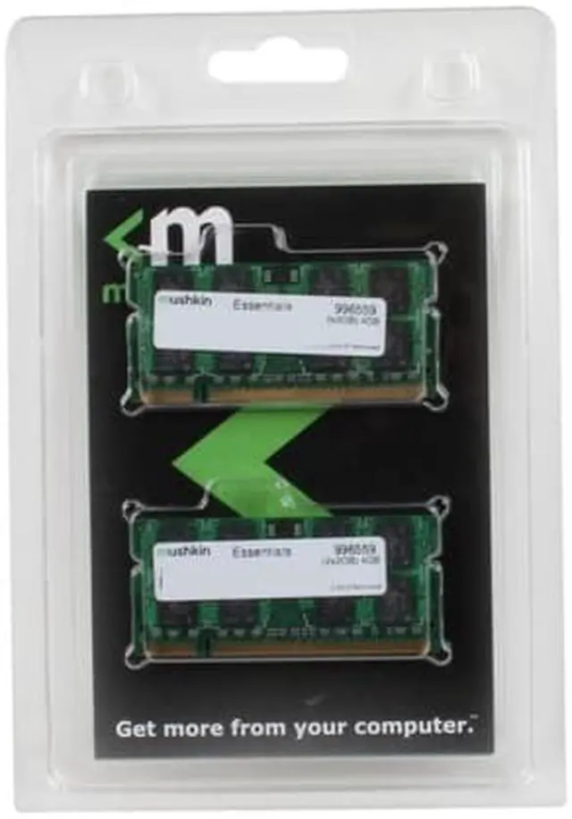 Alt view image 3 of 3 - Mushkin Enhanced 4GB (2 x 2GB) Essentials DDR2 PC2-5300 667MHz 200-Pin Laptop Memory Model 996559