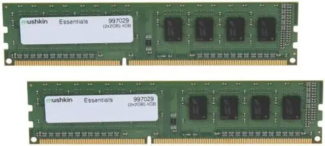 Main image of Mushkin Enhanced  4GB (2 x 2GB) Essentials DDR3 PC3L-12800  1600MHz 240-Pin Desktop Memory Model 997029