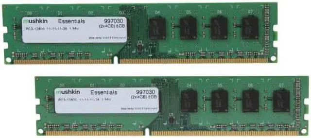 Main image of Mushkin Enhanced 8GB (2 x 4GB) Essentials DDR3 PC3L-12800 1600MHz 240-Pin Desktop Memory Model 997030