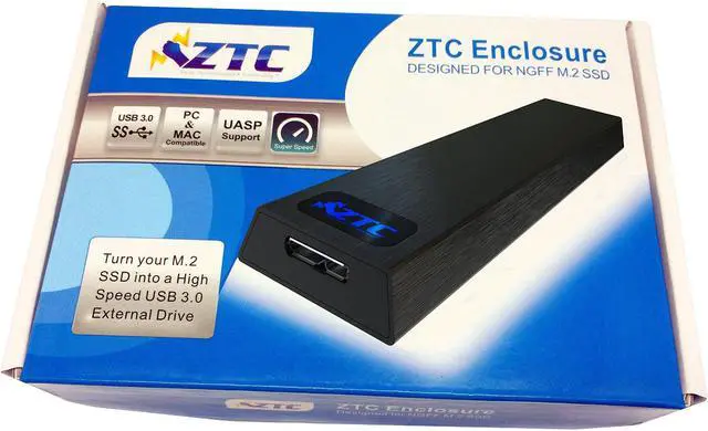 Alt view image 3 of 3 - ZTC Thunder Enclosure NGFF M.2 SSD to USB 3.0 Adapter. Support UASP SuperSpeed 6Gb/s 520MB/s Black Model ZTC-EN004-BK