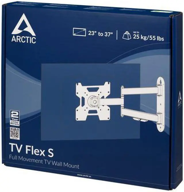 Alt view image 2 of 8 - Arctic TV Flex S Full Motion Wall Mount bracket for 22 55 Inch LED / LCD / Plasma TV fits, Up to 25kg weight capacity Color Black Model AEMNT00043A