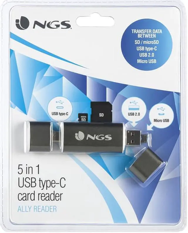 Alt view image 5 of 10 - NGS USB 5-in-1 Type C Card Reader Ally Reader Model ALLYREADER
