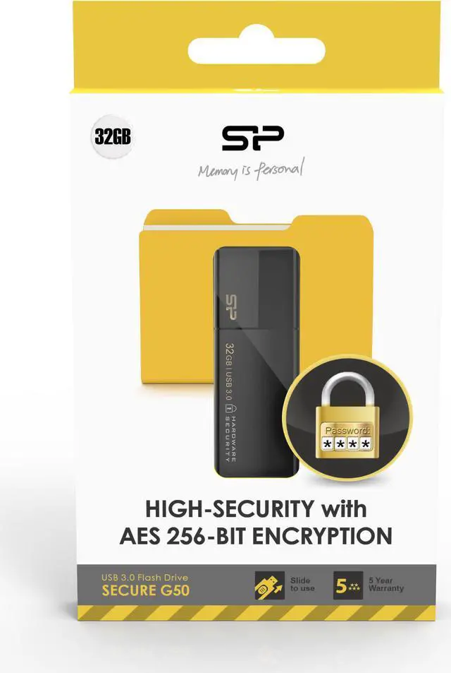 Alt view image 4 of 9 - Silicon Power 32GB Secure G50 AES 256-bit Encryption USB3.0 Flash Drive Model SP032GBUF3G50V1K