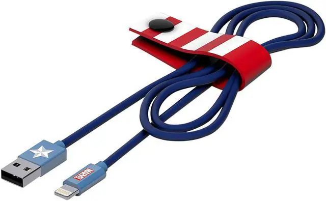 Alt view image 2 of 7 - Tribe Marvel Captain America Lightning USB 2.0 Cable 120cm Model CLR21601