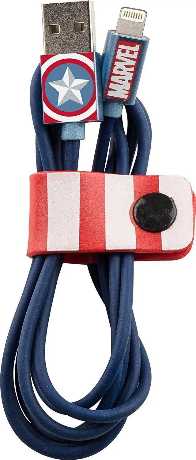 Alt view image 3 of 7 - Tribe Marvel Captain America Lightning USB 2.0 Cable 120cm Model CLR21601