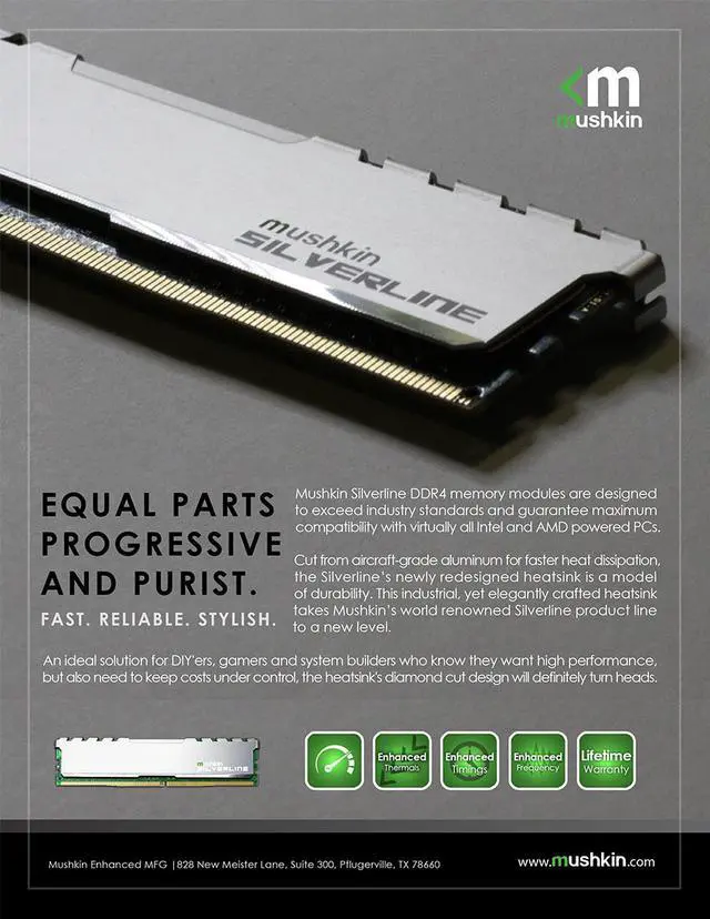 Alt view image 3 of 4 - Mushkin Silverline 16GB ( 1x 16 GB ) DDR4 PC4-19200 2400MHz Desktop Memory Model MSL4U240HF16G