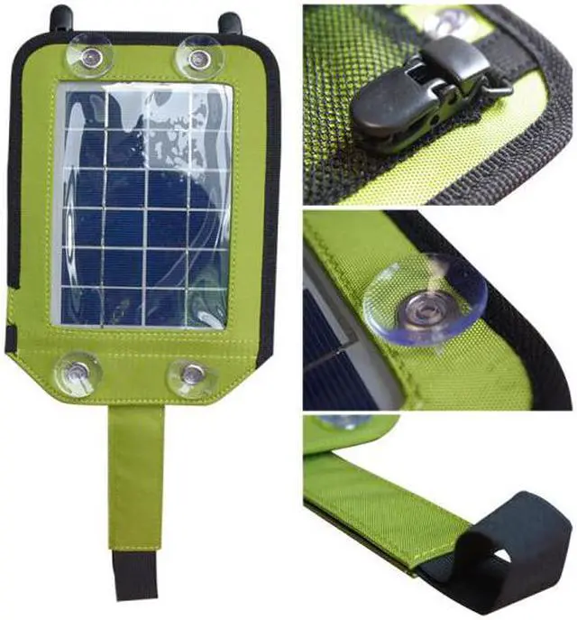 Alt view image 3 of 7 - EyezOff EZYG-020 Portable Solar Charger Grey/Bright Green