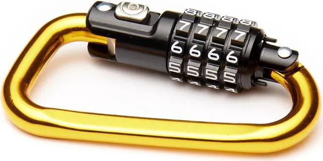 Alt view image 2 of 4 - EyezOff 3.5" Carabiner Aluminum Multi Purpose Lock 4-Dial Combination D-Shape (Gold)