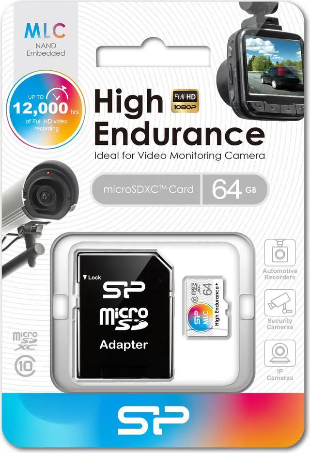 Alt view image 2 of 2 - Silicon Power 64GB High-Endurance microSDXC CL10 MLC Memory Card
